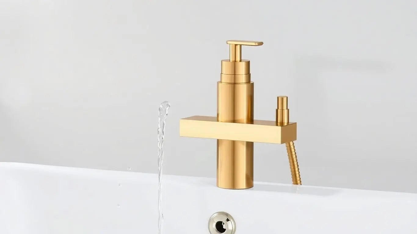 Elevate Your Bathroom: The Ultimate Brushed Gold Freestanding Bathtub Faucet with Shower Mixer Tap - BathroomLux
