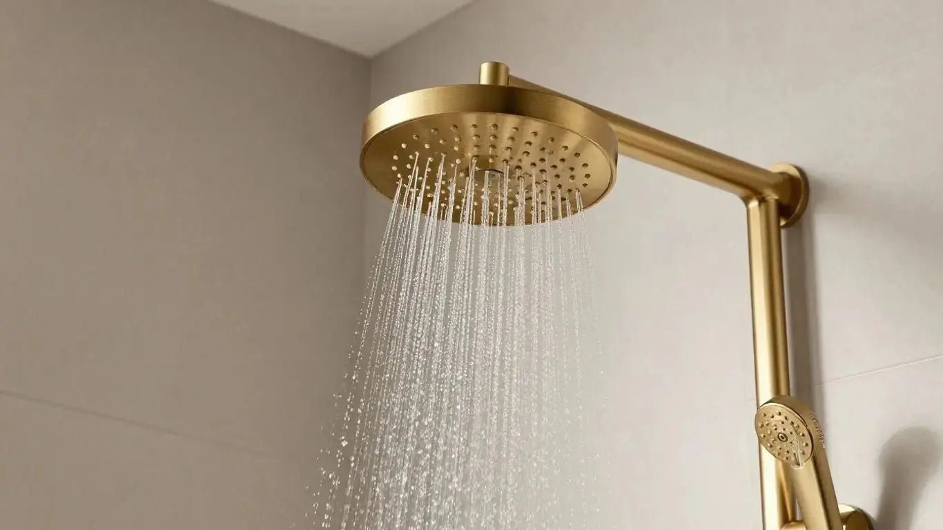 Elevate Your Bathroom with a Stunning Brushed Gold Rainfall Shower - BathroomLux