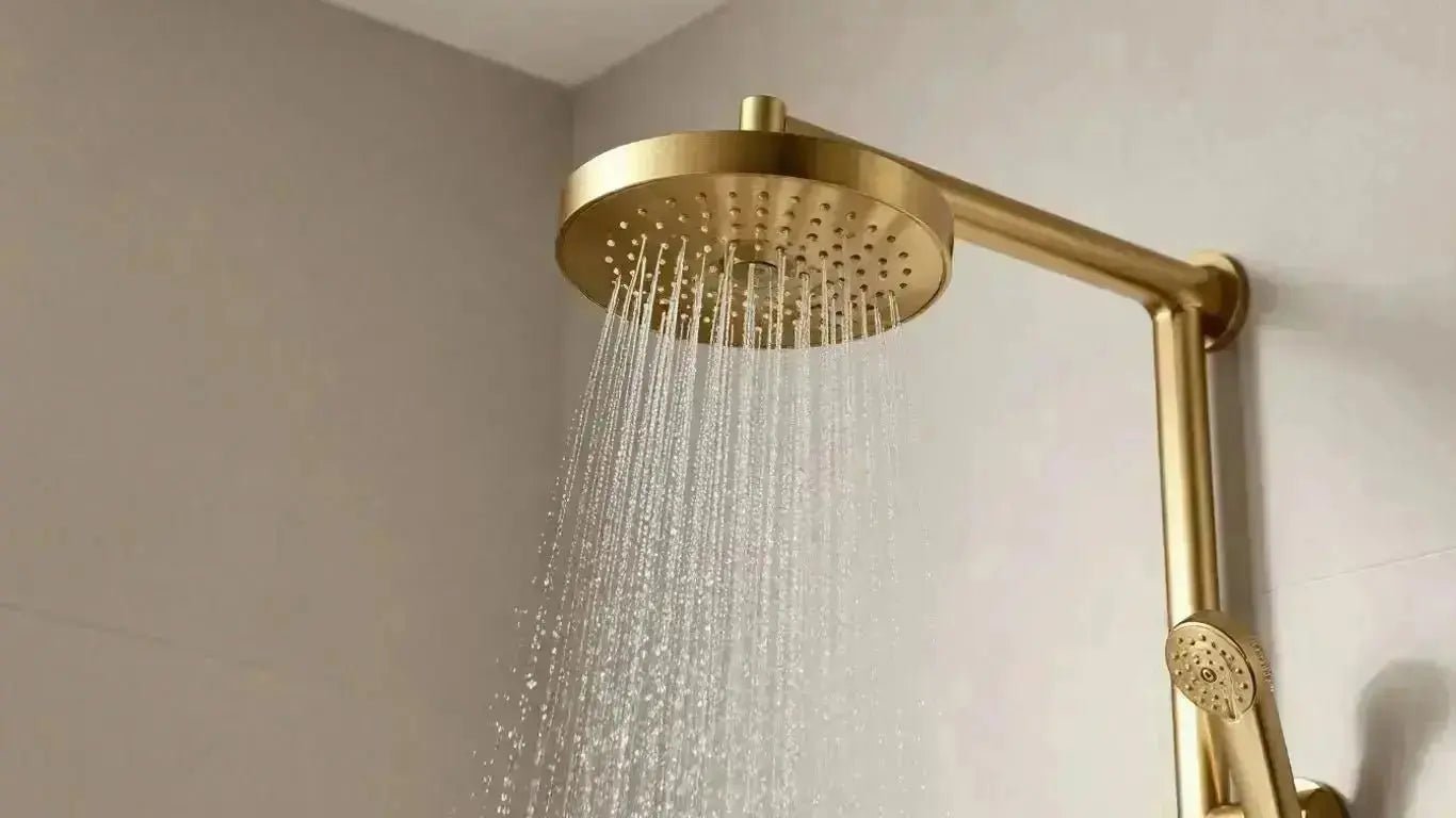 Elevate Your Bathroom with a Stunning Brushed Gold Rainfall Shower - BathroomLux