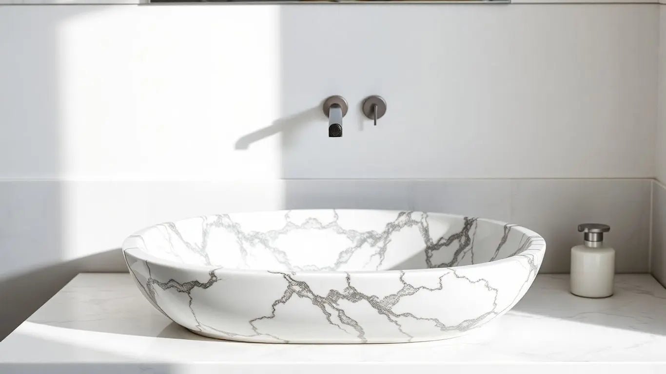 Elevate Your Bathroom with a Stunning Ceramic Marble Washbasin - BathroomLux