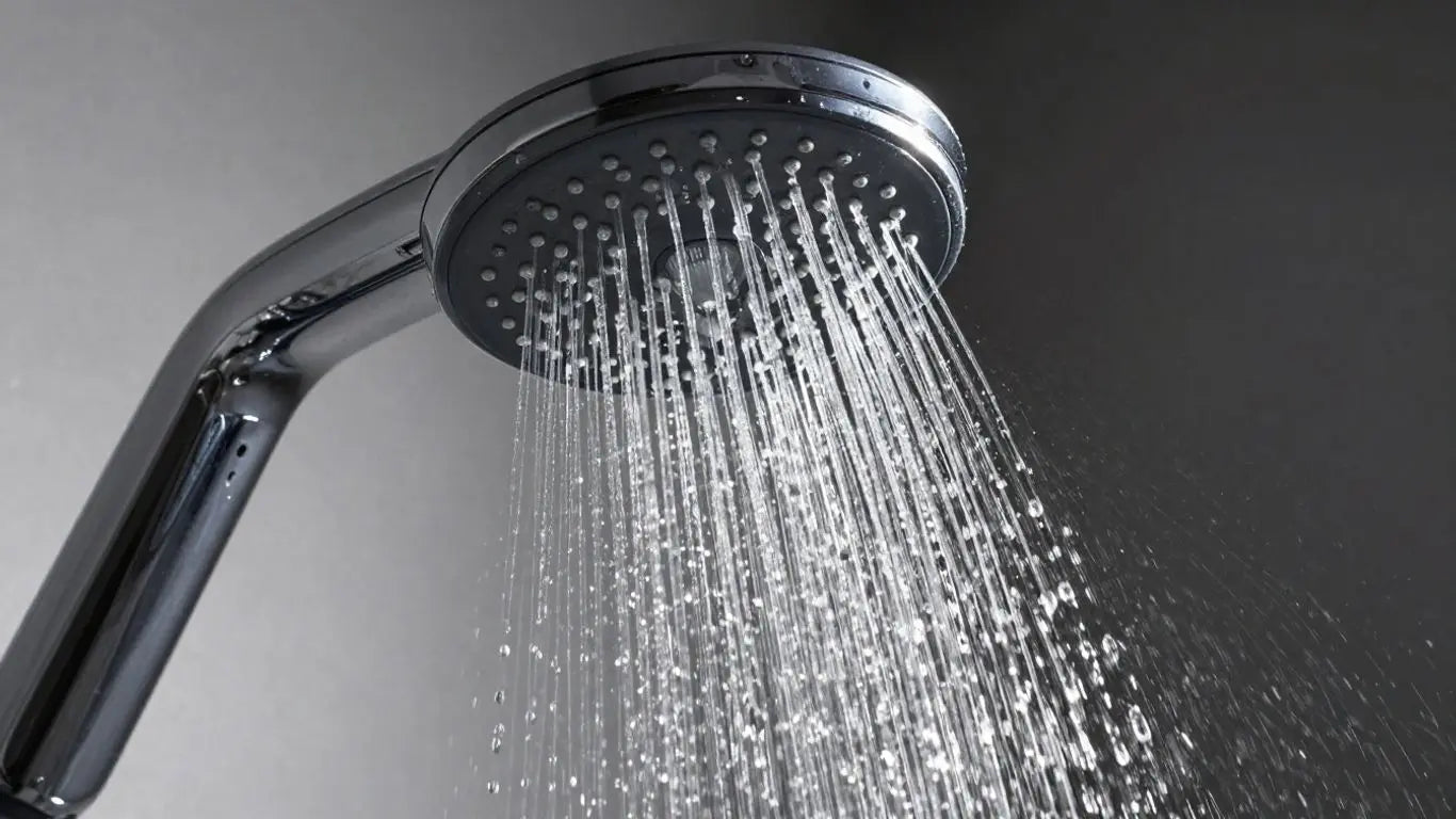 Luxurious rainfall shower head with a powerful water cascade.