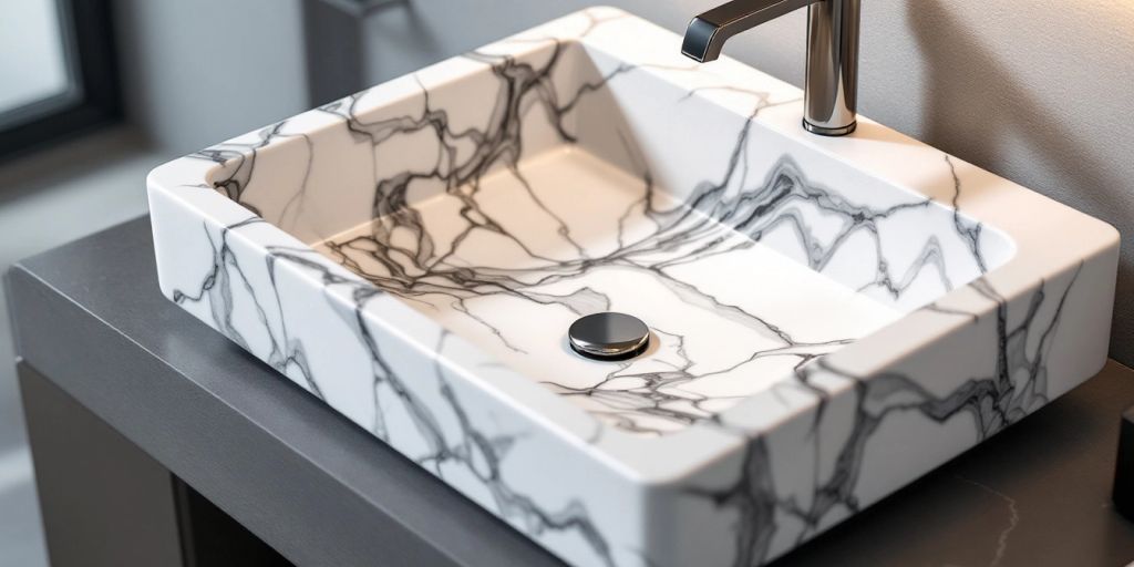 Marble Pattern Washbasin - 5 Years Warranty - BathroomLux