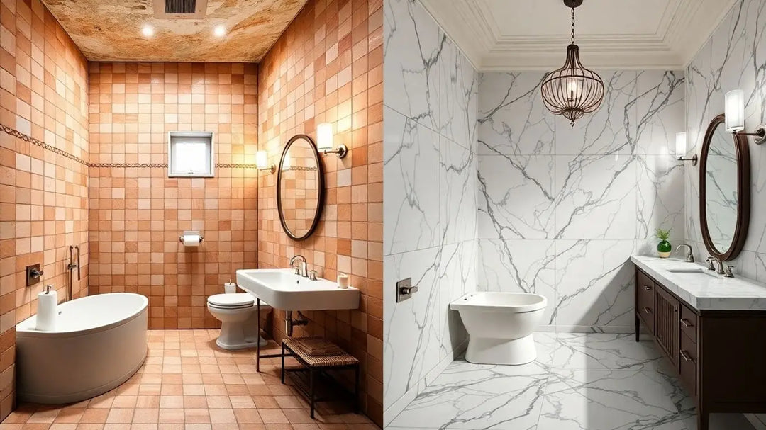 Before and after modern bathroom makeover, side by side
