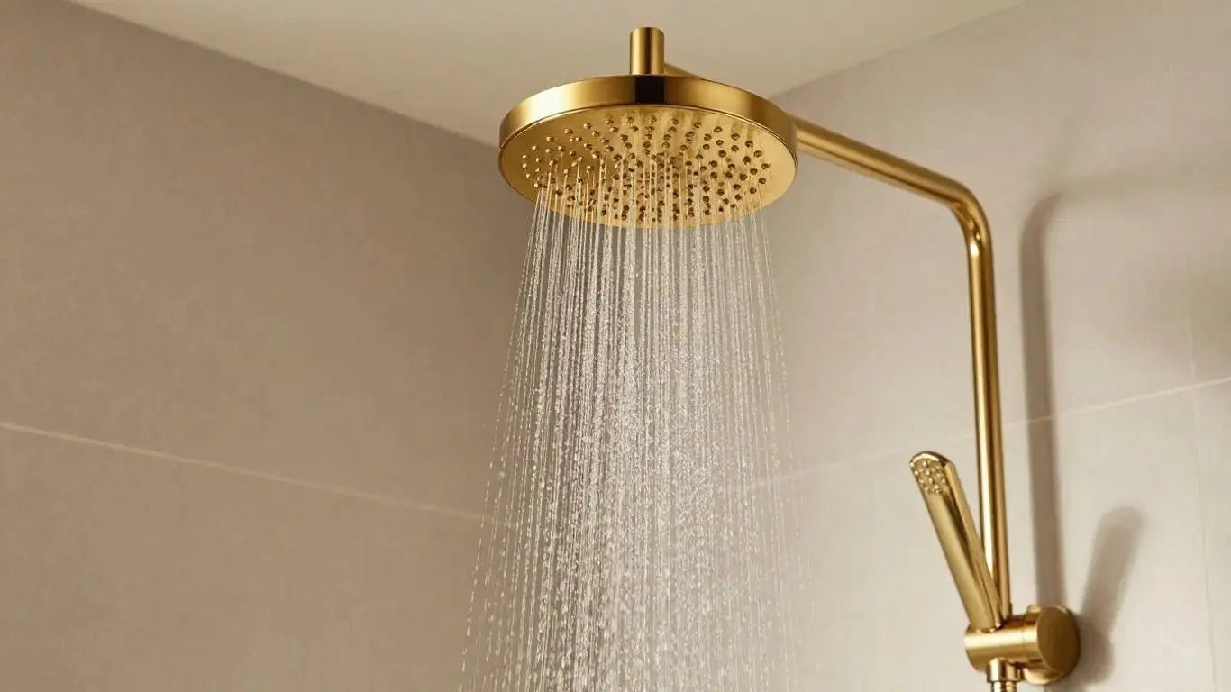 Transform Your Bathroom with a Luxurious Gold Rainfall Shower - BathroomLux