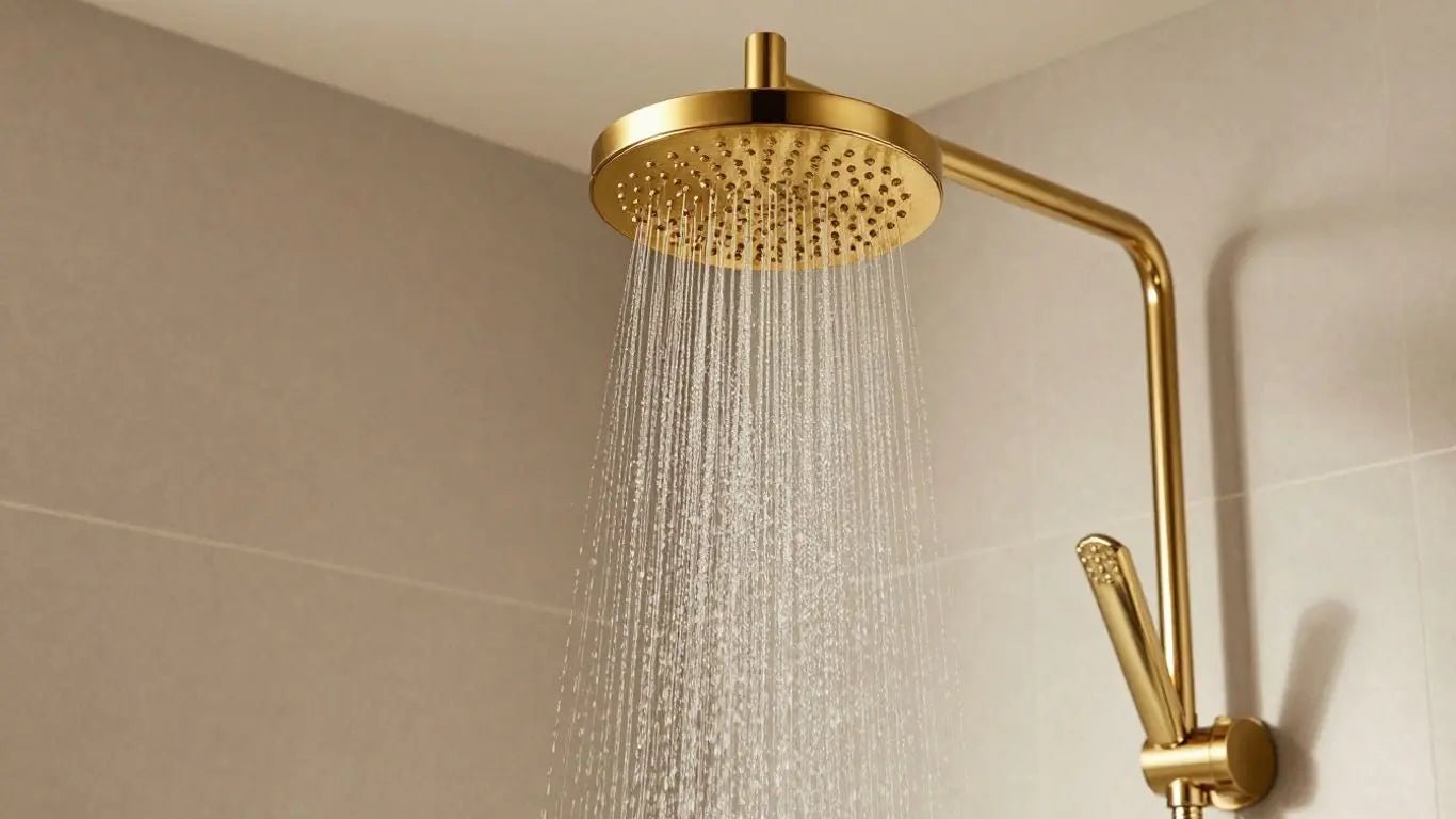 Transform Your Bathroom with a Luxurious Gold Rainfall Shower - BathroomLux