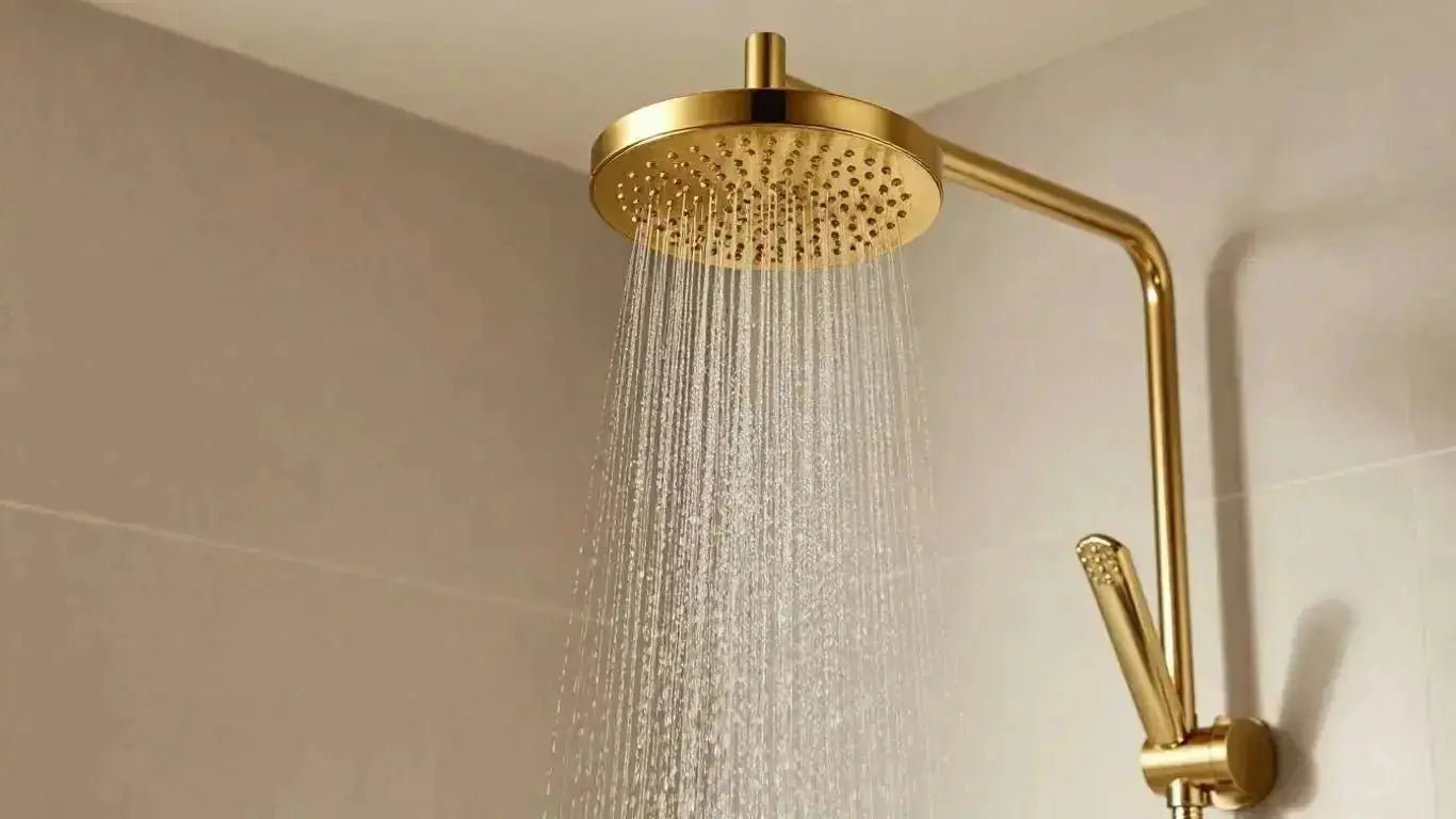 Transform Your Bathroom with a Luxurious Gold Rainfall Shower - BathroomLux