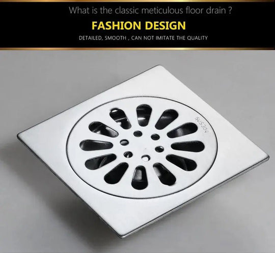 10*10cm Stainless Steel Linear Shower Floor Drain Cover with Filter Strainer - shower drainBathroomLux