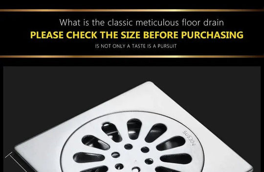 10*10cm Stainless Steel Linear Shower Floor Drain Cover with Filter Strainer - shower drainBathroomLux