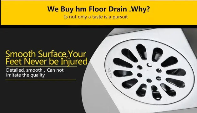 10*10cm Stainless Steel Linear Shower Floor Drain Cover with Filter Strainer - shower drainBathroomLux