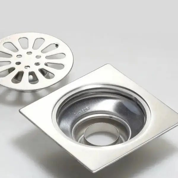 10*10cm Stainless Steel Linear Shower Floor Drain Cover with Filter Strainer - shower drainBathroomLux