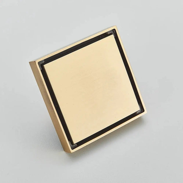 10x10cm Invisible Floor Drain – Brushed Gold & Matte Black Square Bathroom - Shower DrainsBathroomLux