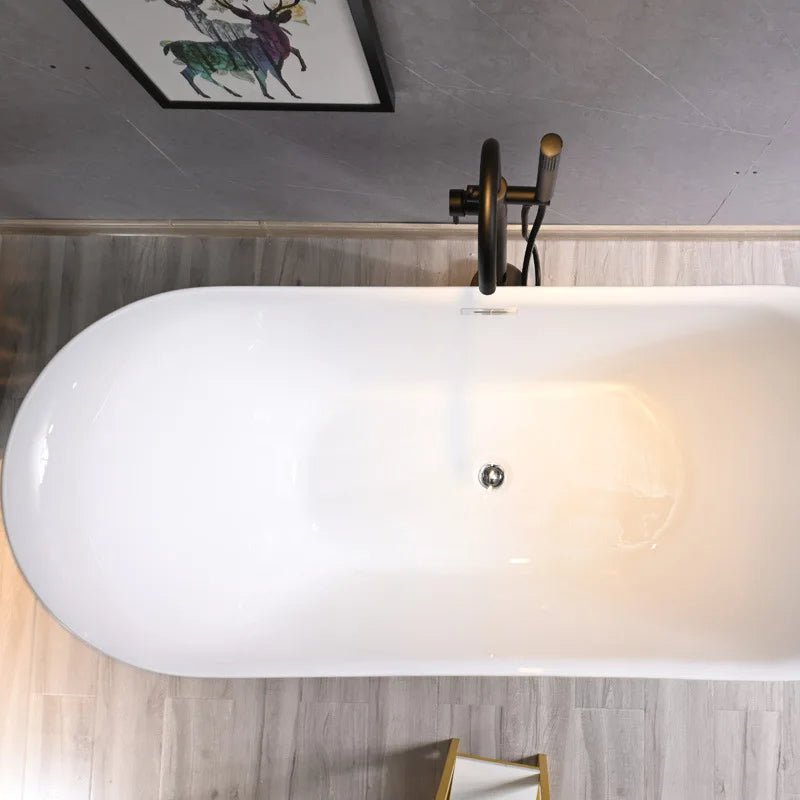 1700mm Contemporary Freestanding Acrylic Spa Soaking Bath In Glossy White - bathstandingBathroomLux