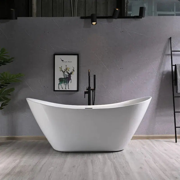 1700mm Contemporary Freestanding Acrylic Spa Soaking Bath In Glossy White - bathstandingBathroomLux