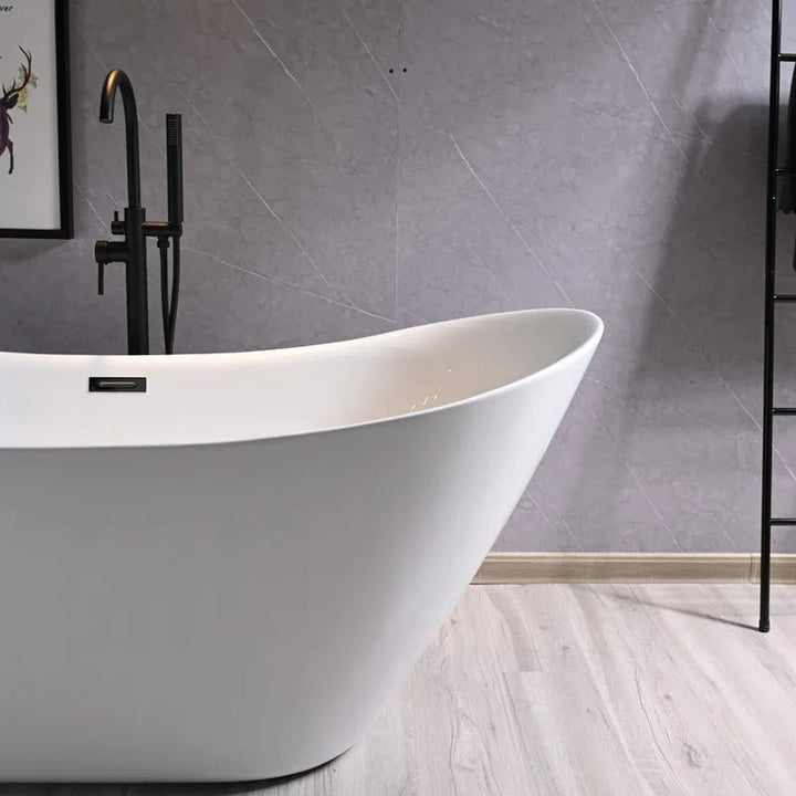 1700mm Contemporary Freestanding Acrylic Spa Soaking Bath In Glossy White - bathstandingBathroomLux