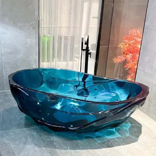 1700mm Modern Clear Freestanding Bathtub – Transparent Resin Soaking Tub with Stylish Design - Transparent Resin Soaking TubBathroomLux