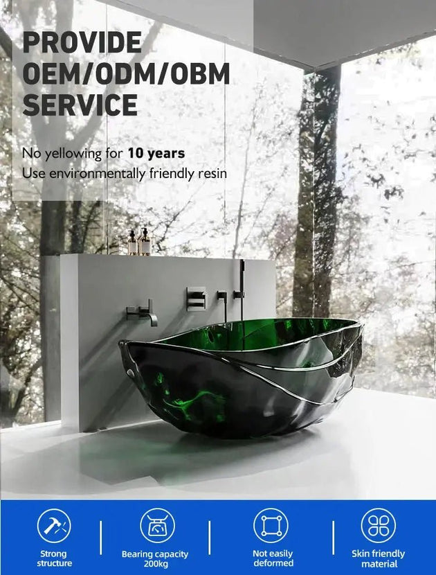 1700mm Modern Clear Freestanding Bathtub – Transparent Resin Soaking Tub with Stylish Design - Transparent Resin Soaking TubBathroomLux