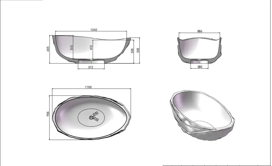 1700mm Modern Clear Freestanding Bathtub – Transparent Resin Soaking Tub with Stylish Design - Transparent Resin Soaking TubBathroomLux