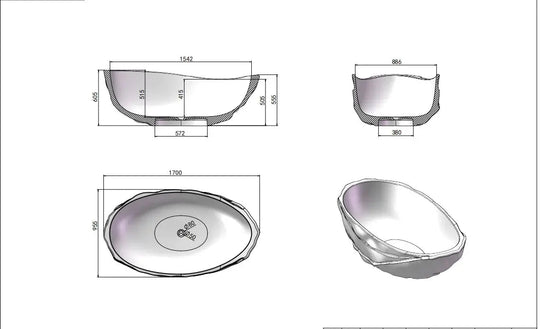 1700mm Modern Clear Freestanding Bathtub – Transparent Resin Soaking Tub with Stylish Design - Transparent Resin Soaking TubBathroomLux