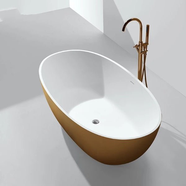 1780mm Contemporary Oval Freestanding Bathtub Solid Surface Soaking In Matte - bathstandingBathroomLux