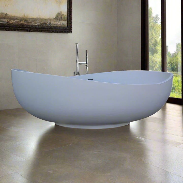 1840mm Elegant Freestanding Oval Bathtub Luxurious Artificial Stone Design | Glossy - bathstandingBathroomLux