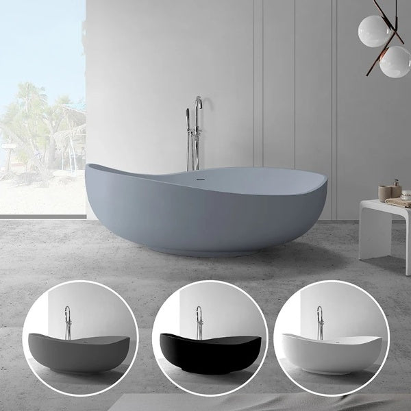 1840mm Elegant Freestanding Oval Bathtub Luxurious Artificial Stone Design | Glossy - bathstandingBathroomLux