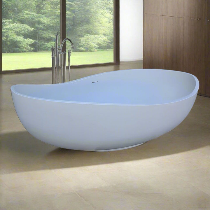 1840mm Elegant Freestanding Oval Bathtub Luxurious Artificial Stone Design | Glossy - bathstandingBathroomLux