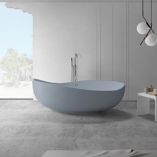 1840mm Elegant Freestanding Oval Bathtub Luxurious Artificial Stone Design | Glossy - bathstandingBathroomLux