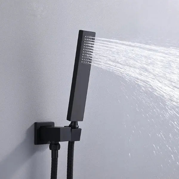 200mm Black Wall Mounted Rainfall Concealed Shower Mixer Faucet Set - Black Wall - Mounted Rainfall Concealed Shower Mixer Faucet Set&nbsp;BathroomLux