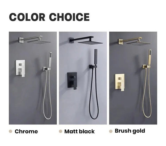 200mm Black Wall Mounted Rainfall Concealed Shower Mixer Faucet Set - Black Wall - Mounted Rainfall Concealed Shower Mixer Faucet Set&nbsp;BathroomLux