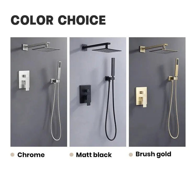 200mm Black Wall Mounted Rainfall Concealed Shower Mixer Faucet Set - Black Wall - Mounted Rainfall Concealed Shower Mixer Faucet Set&nbsp;BathroomLux