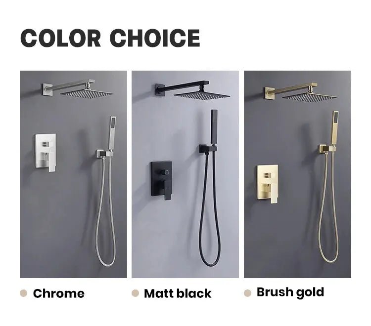 200mm Black Wall Mounted Rainfall Concealed Shower Mixer Faucet Set - Black Wall - Mounted Rainfall Concealed Shower Mixer Faucet Set&nbsp;BathroomLux