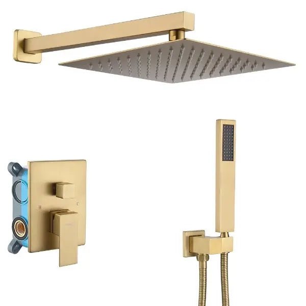 200mm Black Wall Mounted Rainfall Concealed Shower Mixer Faucet Set - Black Wall - Mounted Rainfall Concealed Shower Mixer Faucet Set&nbsp;BathroomLux