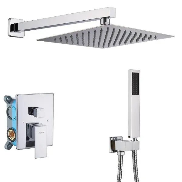 200mm Black Wall Mounted Rainfall Concealed Shower Mixer Faucet Set - Black Wall - Mounted Rainfall Concealed Shower Mixer Faucet Set&nbsp;BathroomLux