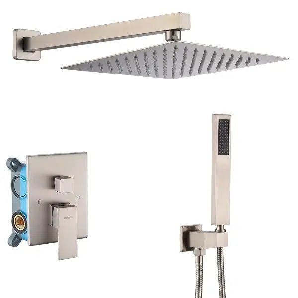 200mm Black Wall Mounted Rainfall Concealed Shower Mixer Faucet Set - Black Wall - Mounted Rainfall Concealed Shower Mixer Faucet Set&nbsp;BathroomLux