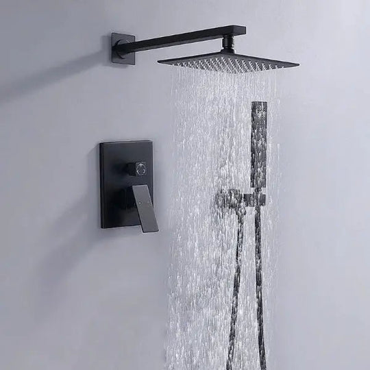 200mm Black Wall Mounted Rainfall Concealed Shower Mixer Faucet Set - Black Wall - Mounted Rainfall Concealed Shower Mixer Faucet Set&nbsp;BathroomLux