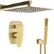 250mm Bathroom Brass Rainfall Shower System - Brushed Gold Ceiling - Concealed Dual Handles Rainfall Shower Head Combo SetBathroomLux