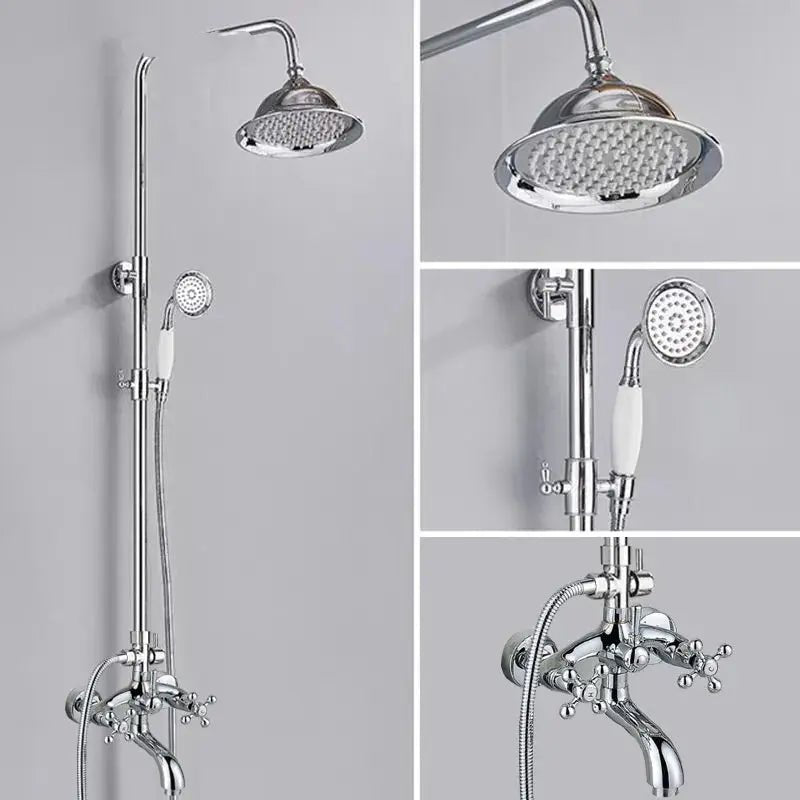 3 - Function Exposed Shower System with Handheld & Rainfall Head - 3 - Function Exposed Shower SystemBathroomLux