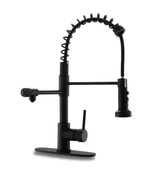 3 in 1 Brushed Nickel Brass Kitchen Mixer Tap with Rotating Spout - 3 Ways Kitchen Pull OutBathroomLux