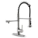3 in 1 Brushed Nickel Brass Kitchen Mixer Tap with Rotating Spout - 3 Ways Kitchen Pull OutBathroomLux