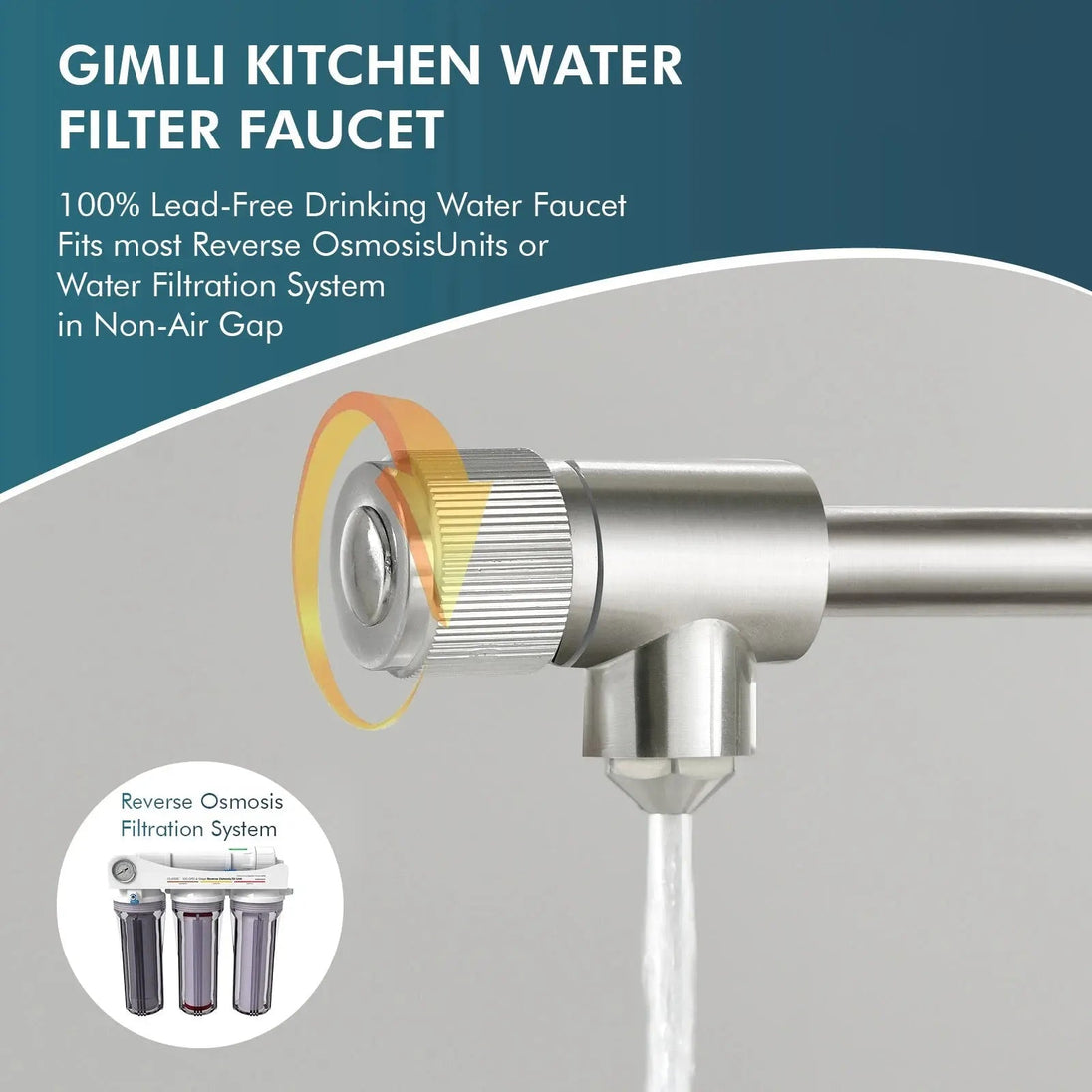 3 in 1 Brushed Nickel Brass Kitchen Mixer Tap with Rotating Spout - 3 Ways Kitchen Pull OutBathroomLux