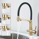 3 - Way Brushed Gold Kitchen Faucet with Pull - Out Spray – Water Purifier Function - 3 Ways Kitchen Pull OutBathroomLux