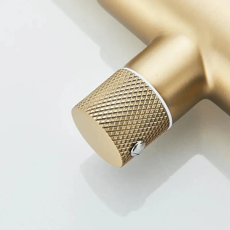 3 - Way Brushed Gold Kitchen Faucet with Pull - Out Spray – Water Purifier Function - 3 Ways Kitchen Pull OutBathroomLux