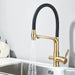 3 - Way Brushed Gold Kitchen Faucet with Pull - Out Spray – Water Purifier Function - 3 Ways Kitchen Pull OutBathroomLux