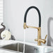 3 - Way Brushed Gold Kitchen Faucet with Pull - Out Spray – Water Purifier Function - 3 Ways Kitchen Pull OutBathroomLux