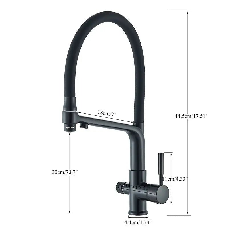 3 - Way Brushed Gold Kitchen Faucet with Pull - Out Spray – Water Purifier Function - 3 Ways Kitchen Pull OutBathroomLux