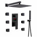 300mm Matte Black Rainfall Ceiling Shower Digital Thermostatic Concealed Set - Black shower Concealed SetBathroomLux