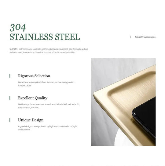 304 Stainless Steel Bathroom Set – Towel Rack Shelf Holders Brush - Towel Racks IN UKBathroomLux