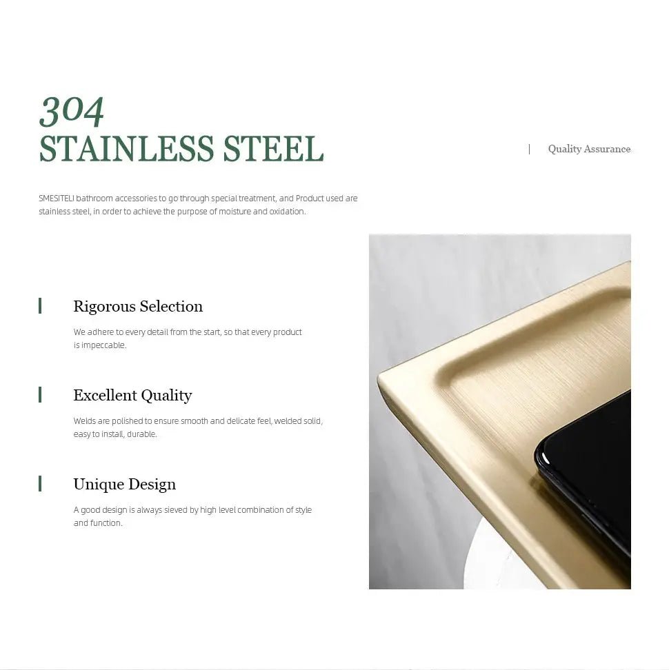 304 Stainless Steel Bathroom Set – Towel Rack Shelf Holders Brush - Towel Racks IN UKBathroomLux