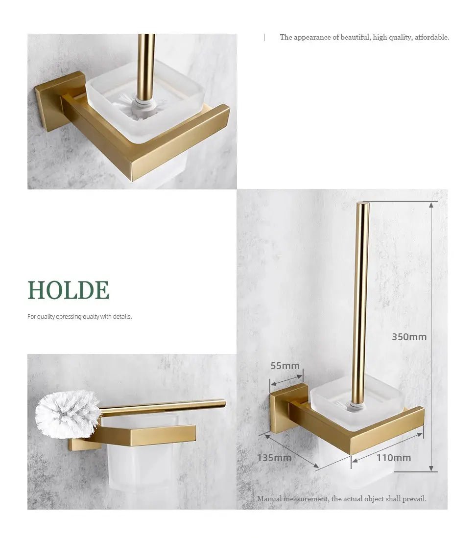 304 Stainless Steel Bathroom Set – Towel Rack Shelf Holders Brush - Towel Racks IN UKBathroomLux