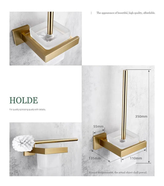 304 Stainless Steel Bathroom Set – Towel Rack Shelf Holders Brush - Towel Racks IN UKBathroomLux